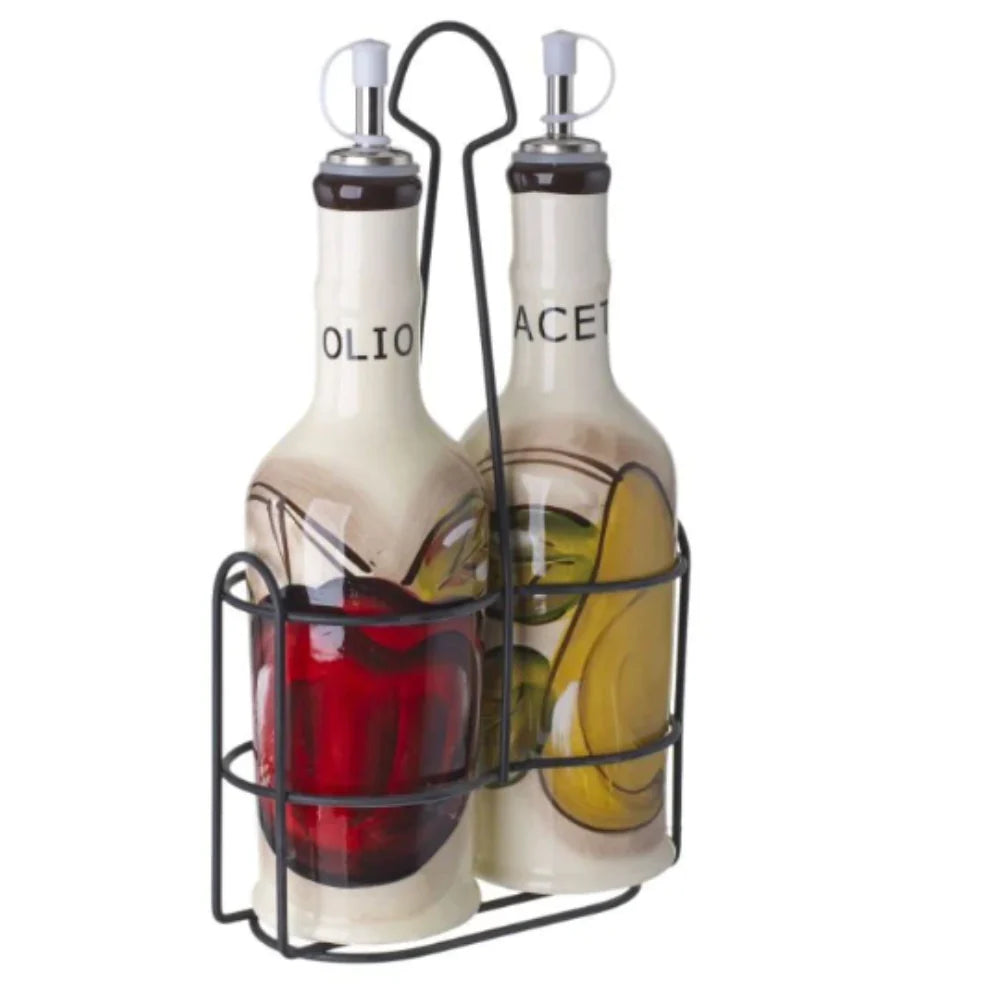 Elevate Your Culinary Experience with Cucina Italiana Ceramic Oil & Vinegar Cruet Dispenser Set