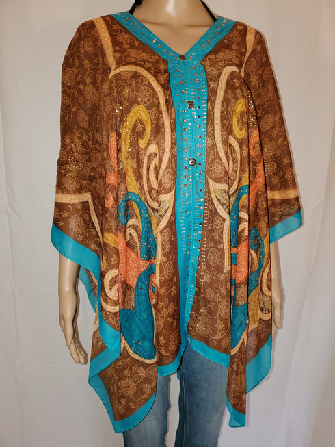 Kimono Cover Up With Stones Versatile 7 Way Boho Wrap Sheer Kimono Duster Dressy Summer Shawl Beach Cover Up