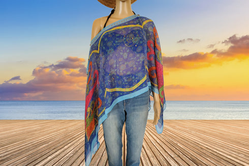 Kimono Cover Up With Stones Versatile 7 Way Boho Wrap Sheer Kimono Duster Dressy Summer Shawl Beach Cover Up