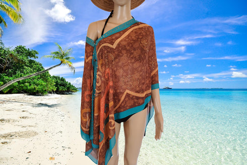 Kimono Cover Up With Stones Versatile 7 Way Boho Wrap Sheer Kimono Duster Dressy Summer Shawl Beach Cover Up
