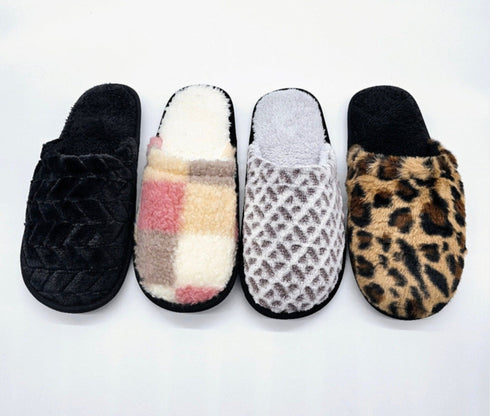 Comfy Cozy Sherpa Lined Hard Sole Women's Closed-Toe Warm House Slippers