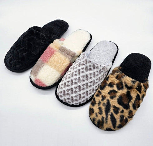 Comfy Cozy Sherpa Lined Hard Sole Women's Closed-Toe Warm House Slippers