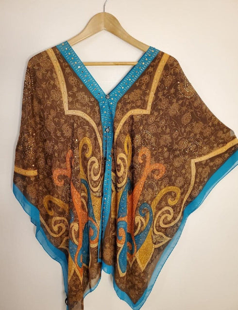 Kimono Cover Up With Stones Versatile 7 Way Boho Wrap Sheer Kimono Duster Dressy Summer Shawl Beach Cover Up