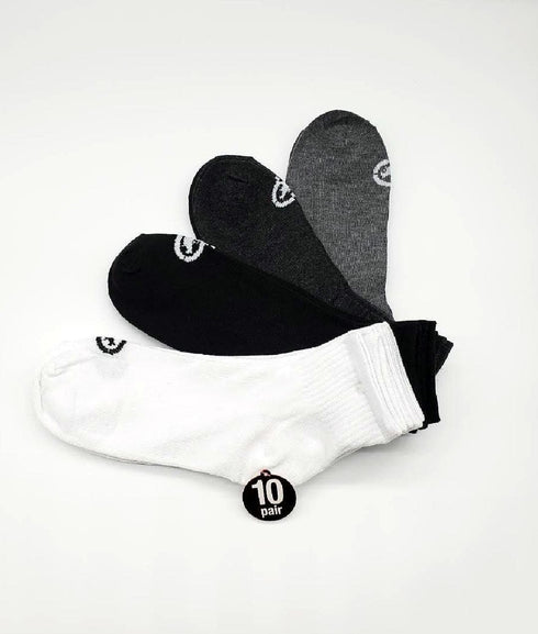 Men's 10 Pairs Quarter Ankle Athletic Socks: Solid Sneaker Sport by Ecko Unltd.