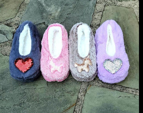 Sequin Faux Fur Sherpa Slippers 🌟 | Snuggle Feet Festive Socks