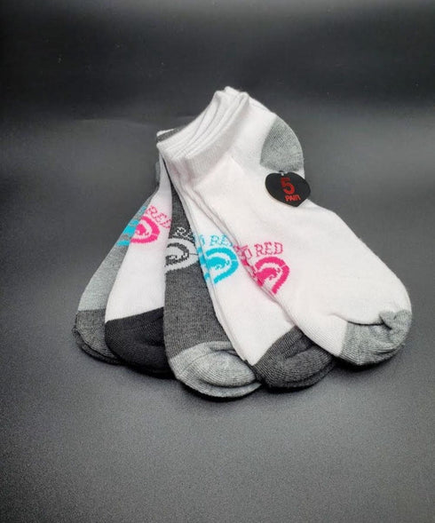 Women's 5 Pair Assorted No Show Athletic Socks | Ecko Red