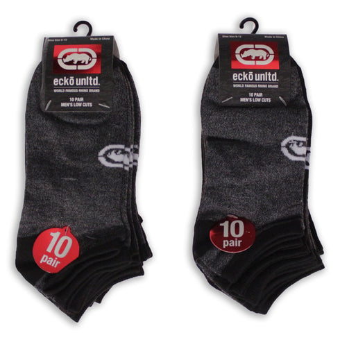 Men's 10PK Lowcut Athletic Socks: 5 Black & 5 Marl by Ecko Unltd
