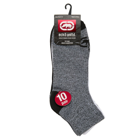 Men's 10 Pair Quarter Ankle Athletic Socks: Soft Flatknit Sport Socks by Ecko Unltd.