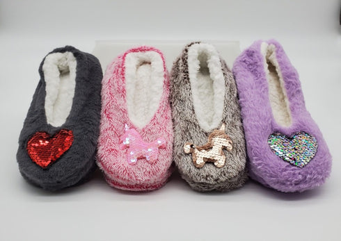 Sequin Faux Fur Sherpa Slippers 🌟 | Snuggle Feet Festive Socks