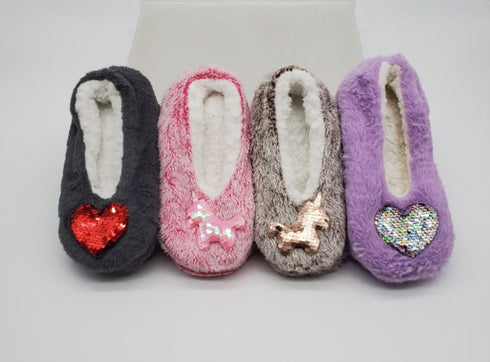 Sequin Faux Fur Sherpa Slippers 🌟 | Snuggle Feet Festive Socks