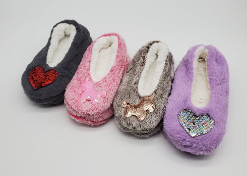 Sequin Faux Fur Sherpa Slippers 🌟 | Snuggle Feet Festive Socks