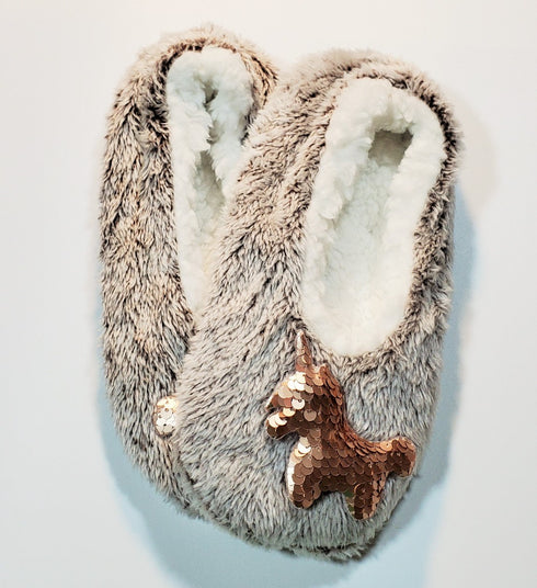 Sequin Faux Fur Sherpa Slippers 🌟 | Snuggle Feet Festive Socks