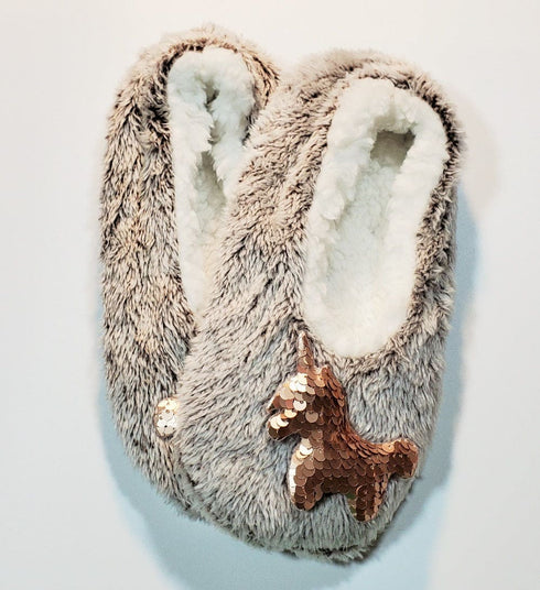 Sequin Faux Fur Sherpa Slippers 🌟 | Snuggle Feet Festive Socks