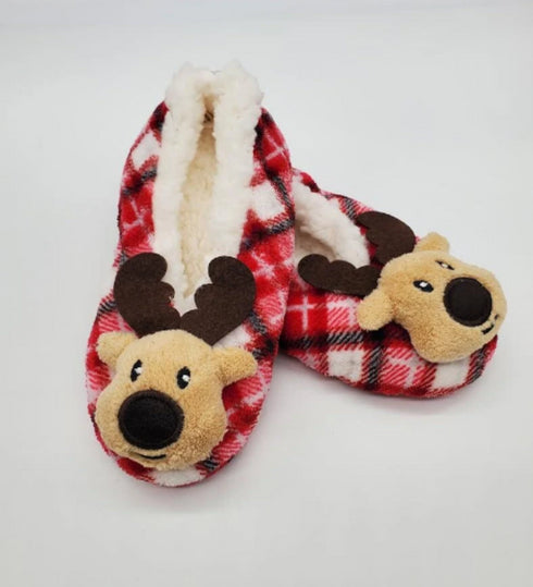 Women's Warm Cozy Christmas Slippers with 3D Applique, Non Slip Snoozies, Festive Slipper Socks, Holiday Gifts