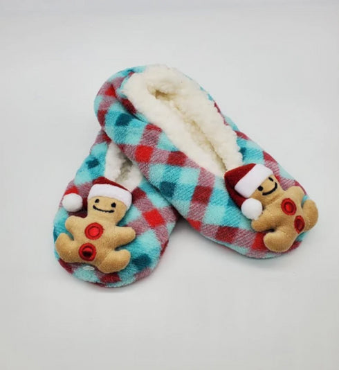 Women's Warm Cozy Christmas Slippers with 3D Applique, Non Slip Snoozies, Festive Slipper Socks, Holiday Gifts