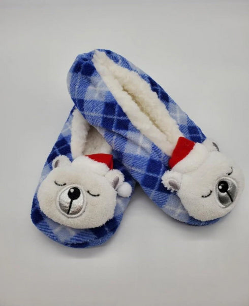 Women's Warm Cozy Christmas Slippers with 3D Applique, Non Slip Snoozies, Festive Slipper Socks, Holiday Gifts
