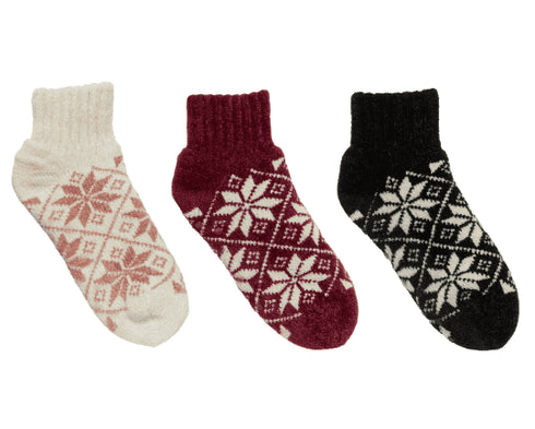 Snuggle Feet Women's Chenille Sherpa Booties, Grippers