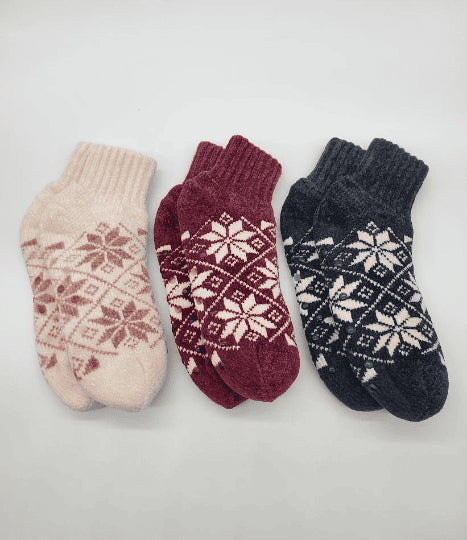 Snuggle Feet Women's Chenille Sherpa Booties, Grippers