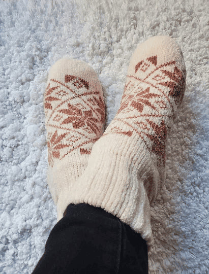 Snuggle Feet Women's Chenille Sherpa Booties, Grippers