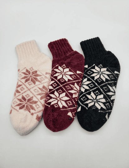 Snuggle Feet Women's Chenille Sherpa Booties, Grippers