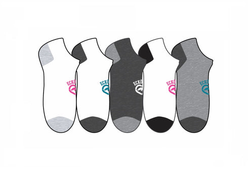 Women's 5 Pair Assorted No Show Athletic Socks | Ecko Red